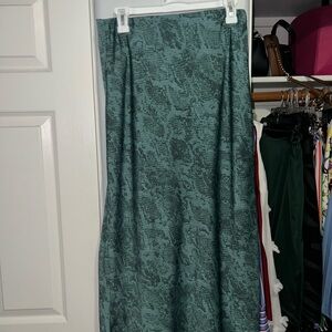 A New Day Teal Patterned Midi Skirt